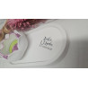 Weisses Deko Tablett mit Lotus Kerzenhalter und Spruch