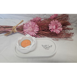 Deko Tabletts mit Lotus Kerzenhalter