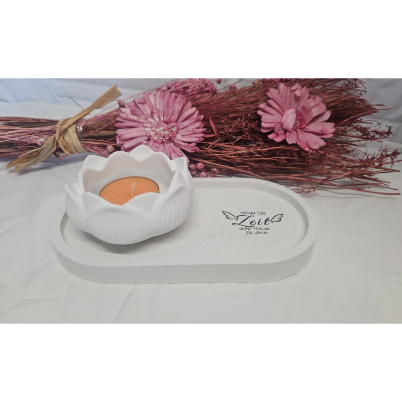 Deko Tabletts mit Lotus Kerzenhalter