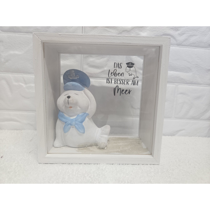 Holzrahmen mit Seehund