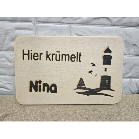 Frühstücksbrettchen mit Leuchtturmmotiv und Personalisiert